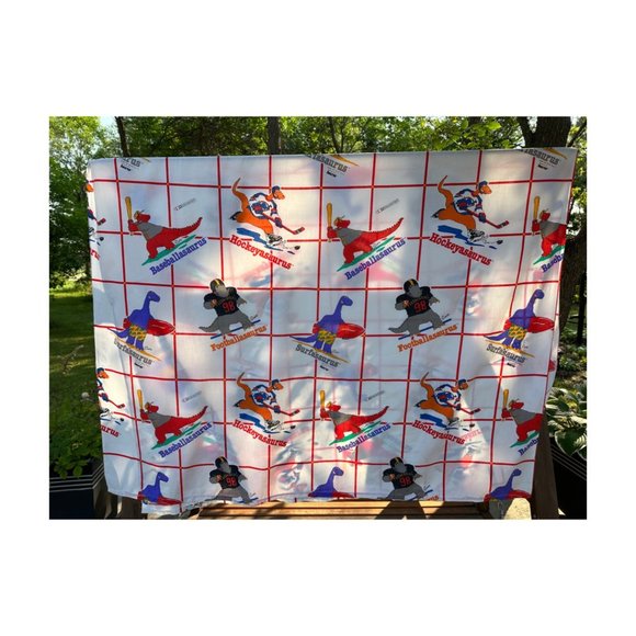 80s Talking Tops Cliff Galbraith Sports Dinosaurs Saurus Twin Flat Sheet 63x35" - Picture 1 of 7